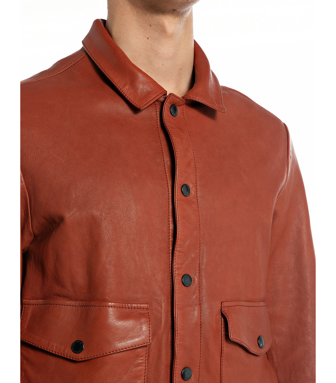 リラックスフィット ワックスレザージャケット 詳細画像 コニャック 3